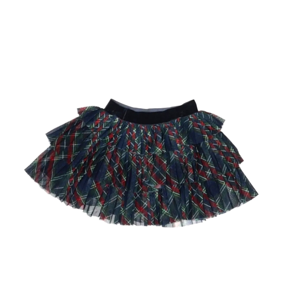 Mayoral Classic Navy Red Tartan Tiered Tulle Plaid Skirt Girls Size 80 (CM) EUC!